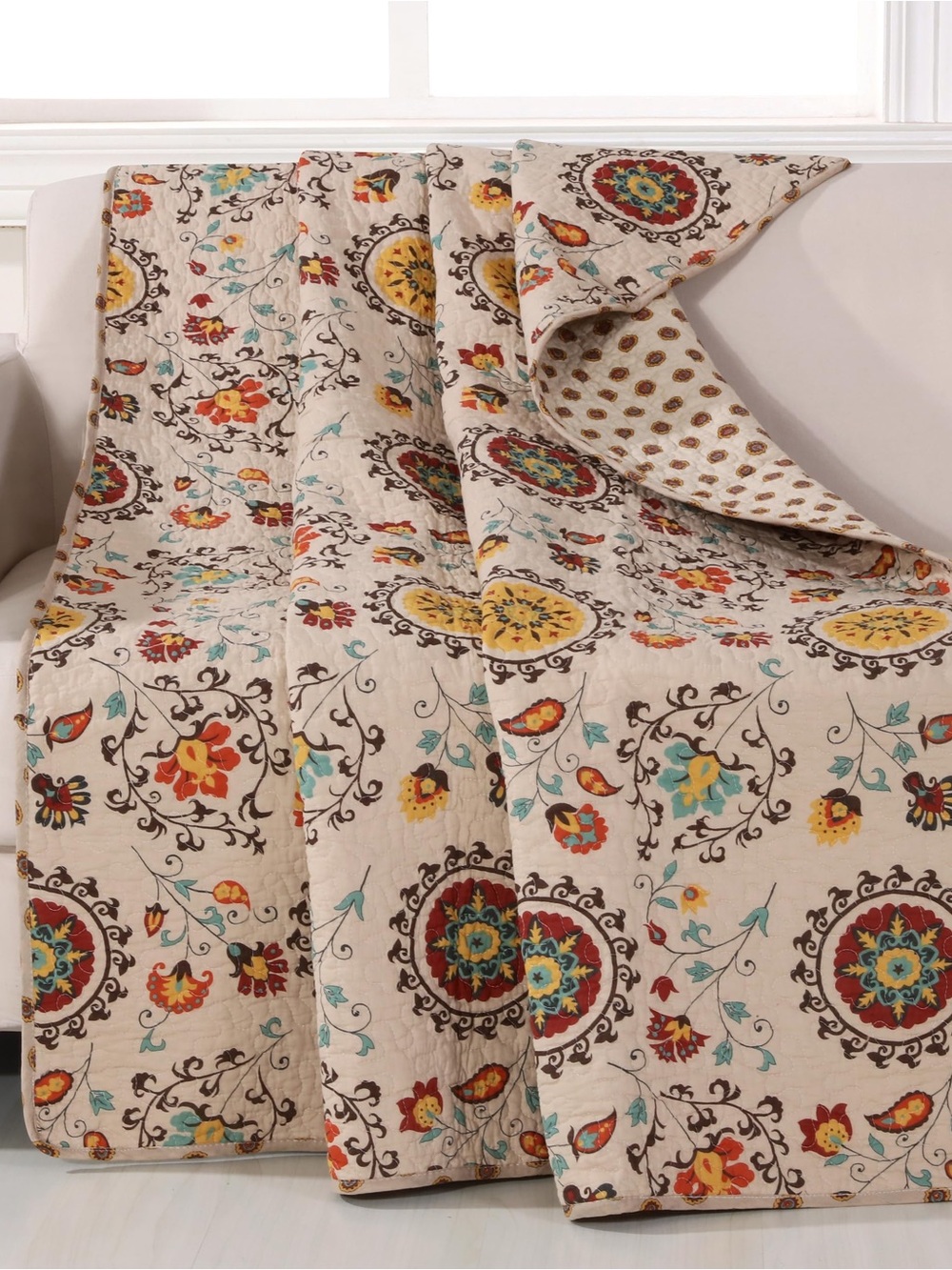 Greenland Home Andorra Quilted Throw Blanket 50x60 Boho Cotton NWT - Picture 3 of 9